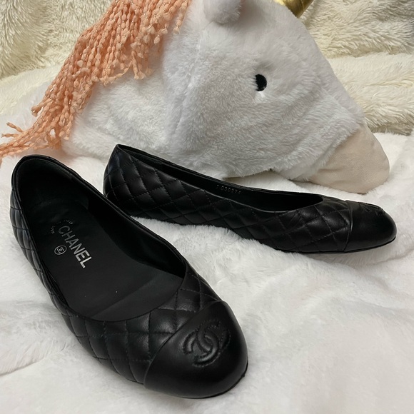 Chanel quilted ballet flats silver heel size 38 - Picture 5 of 14